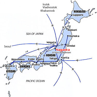 Route from Narita Airport to Nagaoka